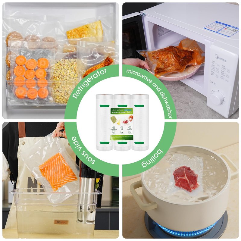 L'ELEF MISTICO Vacuum Sealer Bags for Food, 11''X40' (3 Rolls) BPA Free Food Saver Bags for Sealer, Customized Size Vacuum Storage Bags for Sous Vide or Meal Prep