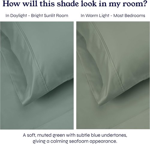 California Design Den King Size Pillowcase Set - 400 Thread Count 100% Cotton Sateen | Soft Breathable Sage Green - Set of 2
