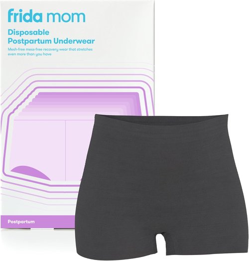 Frida Mom Postpartum Underwear - 8pc Disposable Boyshort Panties with Seamless Stretch Support | Size Regular (28in-42in)