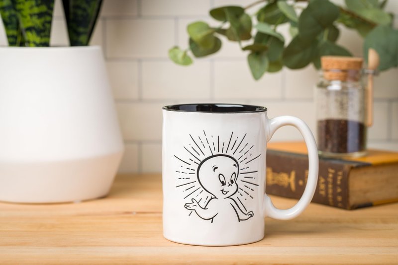 Silver Buffalo Casper the Friendly Ghost Wax Resist Ceramic Pottery Mug, 17 Ounces