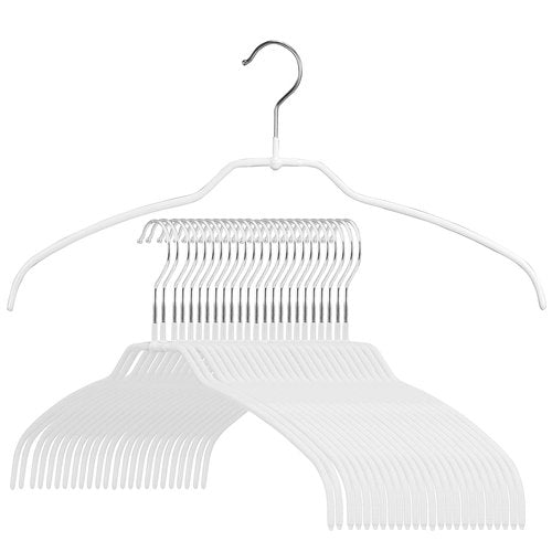 Mawa Reston Lloyd Silhouette Ultra-Thin Series, Non-Slip Space Saving Shirt Hanger, Style 42/FT, Pack of 24, White, 24 Piece