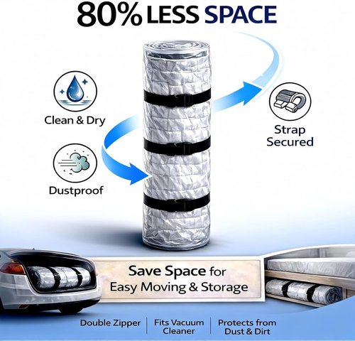Memory Foam Mattress Vacuum Bag - Heavy Duty Compression Storage Bag with Straps | Twin/Twin-XL
