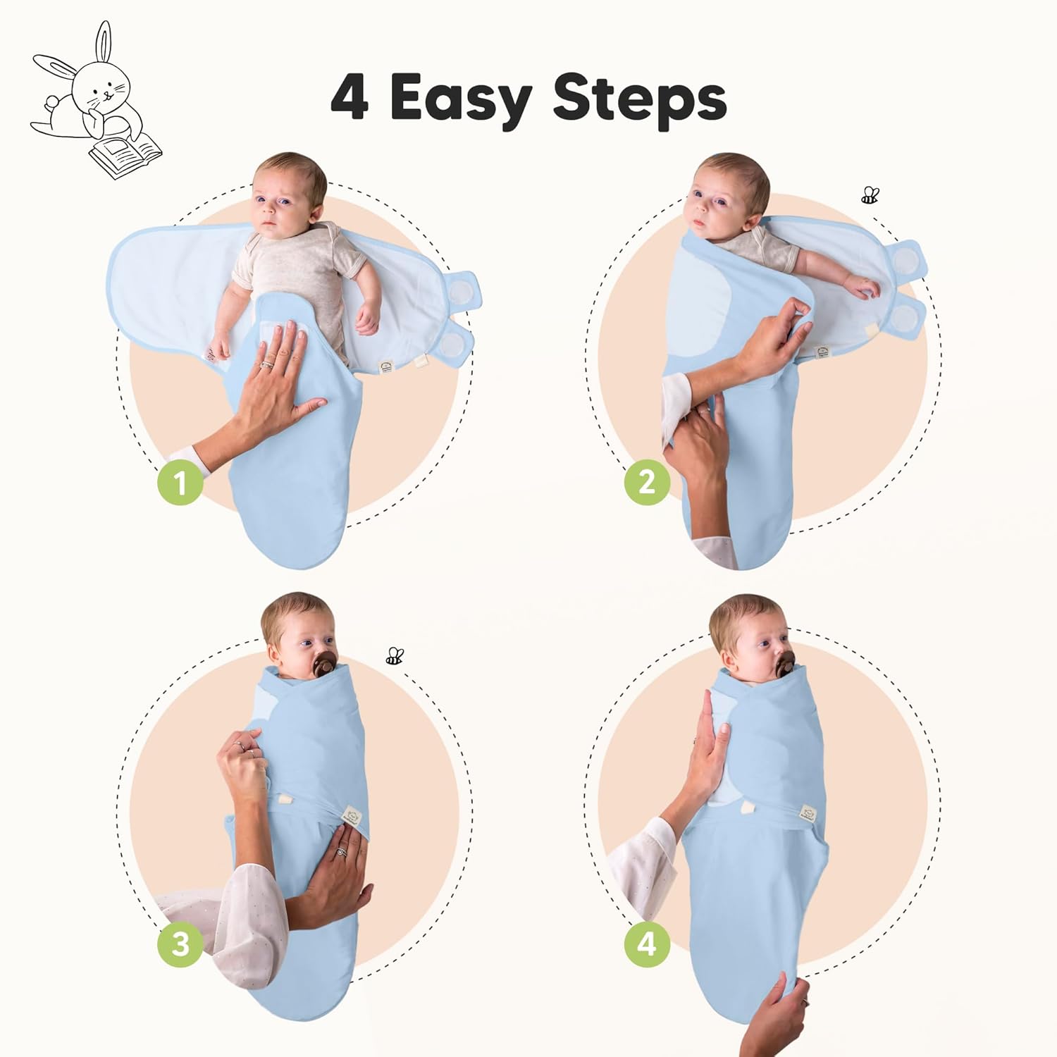 ABC Land Organic Baby Swaddle Sleep Sacks - Soft & Snug for Newborns 3-6 Months | 3-Pack in Large