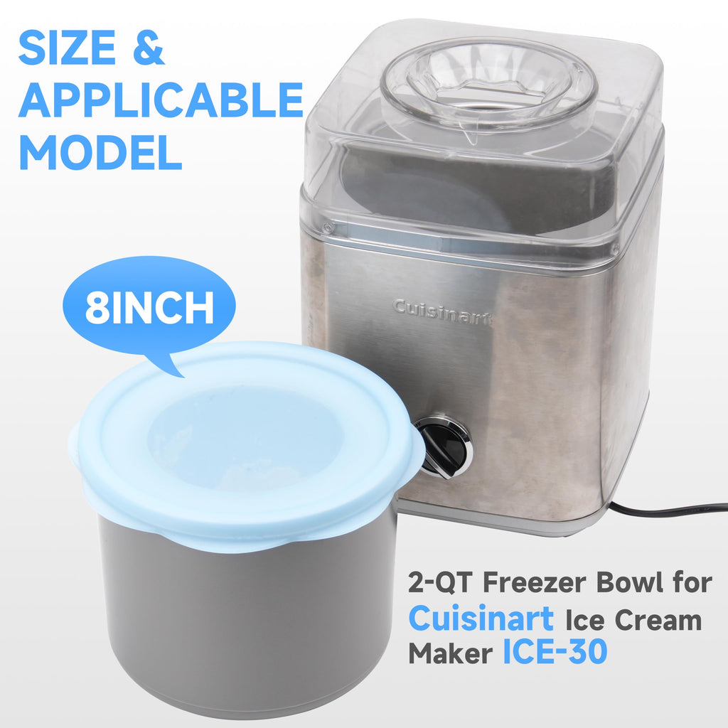 KIICII Silicone Lids for Cuisinart 2-Quart Freezer Bowl, 2 Pack Reusable Covers for Cuisinart lce Cream Maker, Dishwasher, Microwave & Freezer Safe, Kitchen Accessory