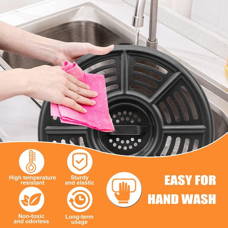 GXF Air Fryer Grill Pan for Ninja 4 QT AF101 5.5 Quart AF161 Max XL AF150 XL Air Fryers, 8.2 IN Non-Stick Round Grill Plate Tray Accessories Replacement Parts with Rubber Bumpers, Dishwasher Safe