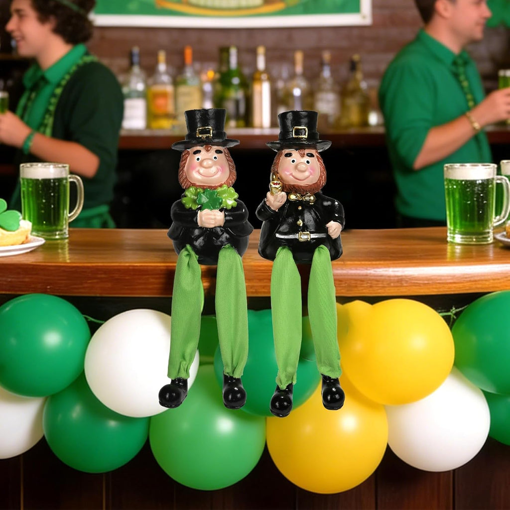 SYNCVIBE St. Patrick's Day Decorations - Set of 2 Resin Leprechaun Figurines for Lucky Home Decor