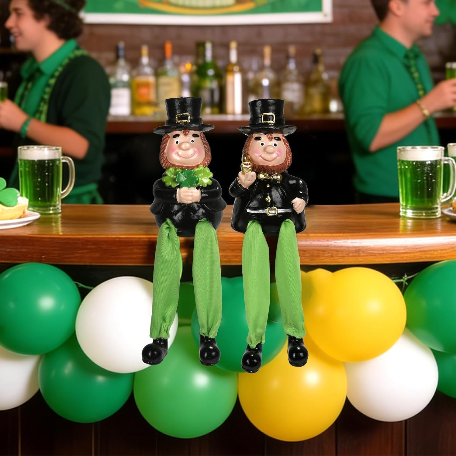 SYNCVIBE St. Patrick's Day Decorations - Set of 2 Resin Leprechaun Figurines for Lucky Home Decor