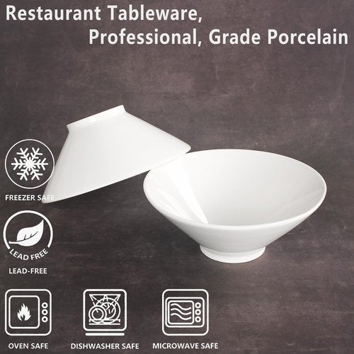 Creativity Home Japanese Style Ramen Bowls 30 oz, Ceramic Lamian Noodles Soup Bowls Set of 4, Large Soup Bowls for Salad, Pasta, Pho Thai Miso Udon Soup Noodles or Asian Food 8.9 Inch