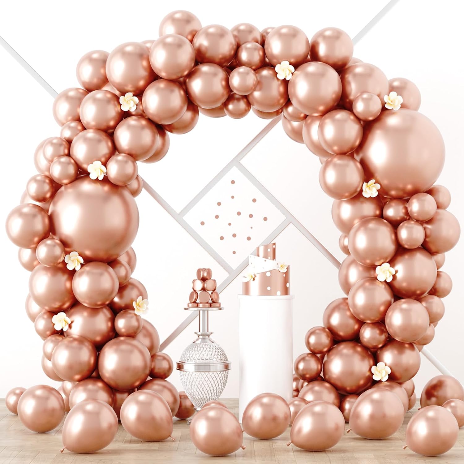 Voircoloria Rose Gold Balloon Garland Kit - 90 Pack of 18/12/10/5 Inch Balloons for Weddings, Birthdays & Parties