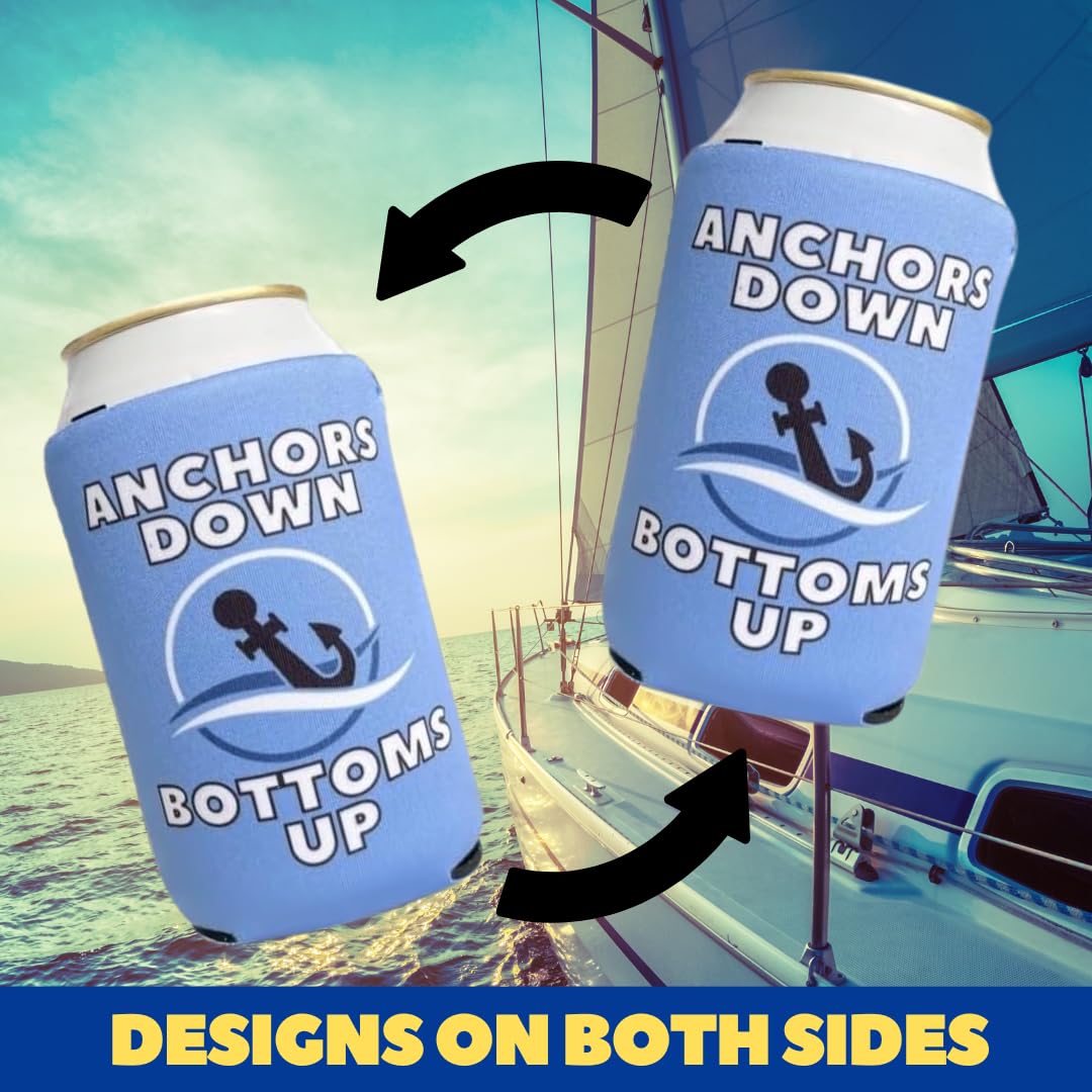 Brew Pants Boating Themed Coozies - Great Gift for Any Sailor - Premium Neoprene Material - 6 Pack (Standard 12oz Beer/Soda Can)