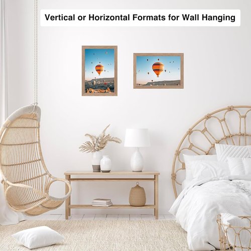 JCJMY 6x8 Picture Frame - Rustic Brown Wall Hanging or Tabletop Display | Shatter-Resistant Plexiglass