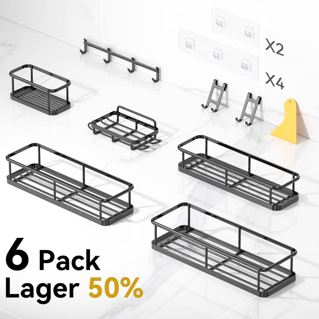 YASONIC Shower Caddy - Large Capacity Organizer with Soap Holder & 16 Hooks | 8 Pack