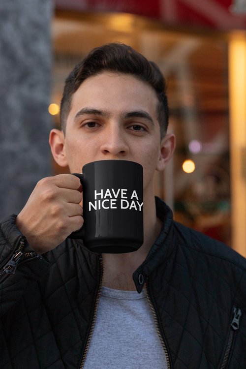 Funny Coffee Mug for Men and Women - Have A Nice Day Mug Middle Finger Bottom Cup | Funny White Elephant Gag Gifts for Adults Inappropriate - Novelty Coffee Mugs Cups, Work Mugs, Office Gift (15 oz)