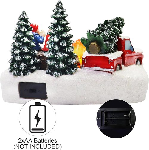 Moments In Time Christmas Village Scene - Campfire With LED Lights | Battery Operated (4.3" H x 6.6" W x 4.3" D)