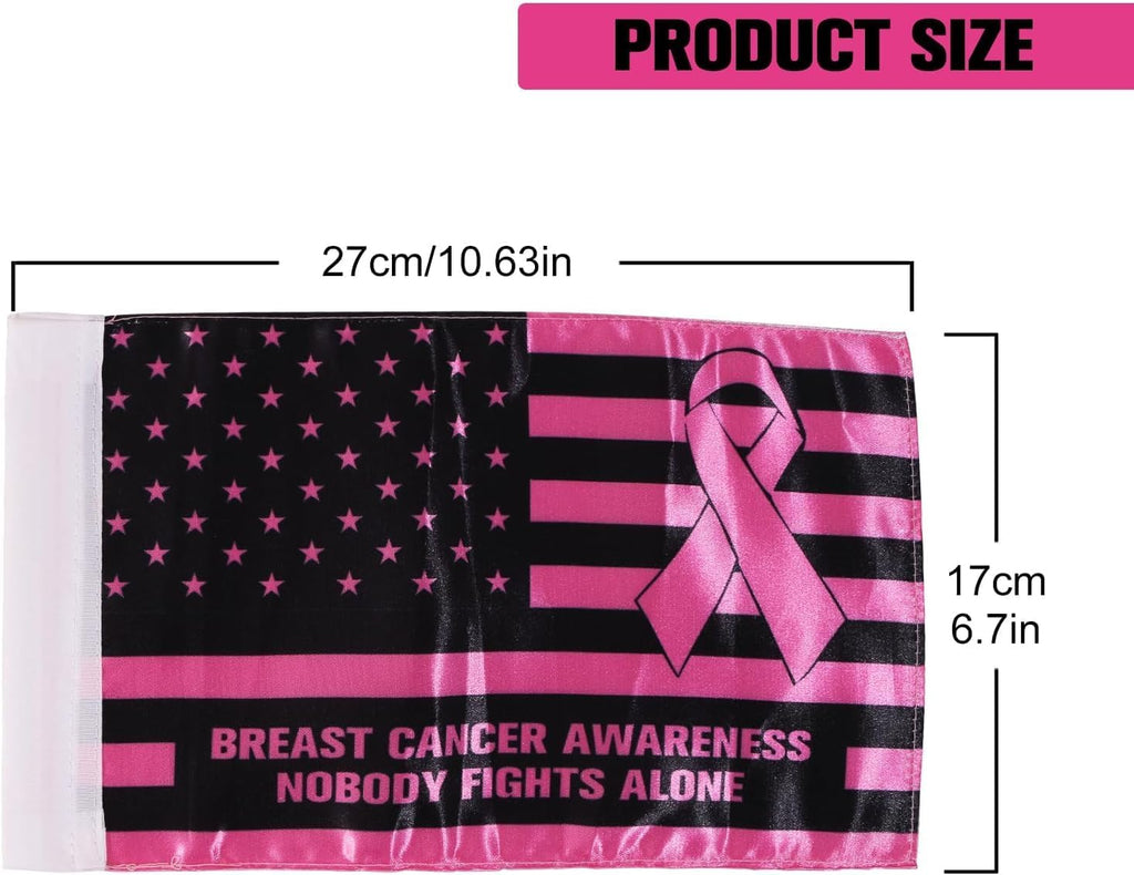 Rouge Motorcycle Flag - Double-Sided Breast Cancer Awareness Design | 6x10 Inch Satin Polyester