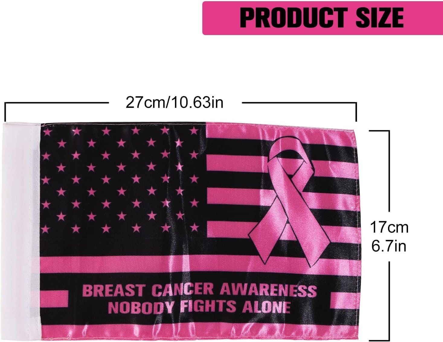 Rouge Motorcycle Flag - Double-Sided Breast Cancer Awareness Design | 6x10 Inch Satin Polyester