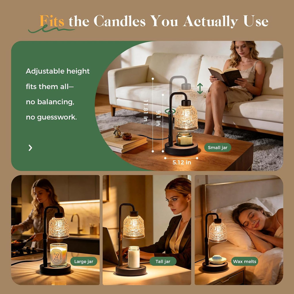 Skiennix Candle Warmer Lamp - Adjustable Height Wax Melt Warmer with Timer & Dimmer | Perfect Gift for Home Decor