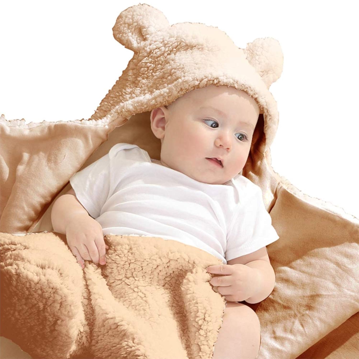 XMWEALTHY Plush Swaddle Blanket for Newborns | Soft & Cozy Brown Baby Blanket