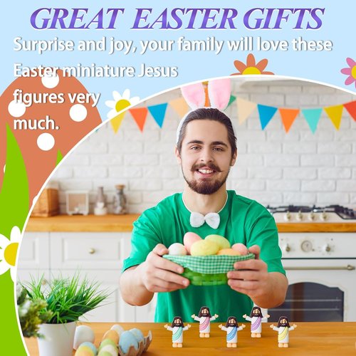 Little Jesus Figurines Set - 50 Mini Jesus Statues with Prayer Cards & Bags for Easter Party Favors
