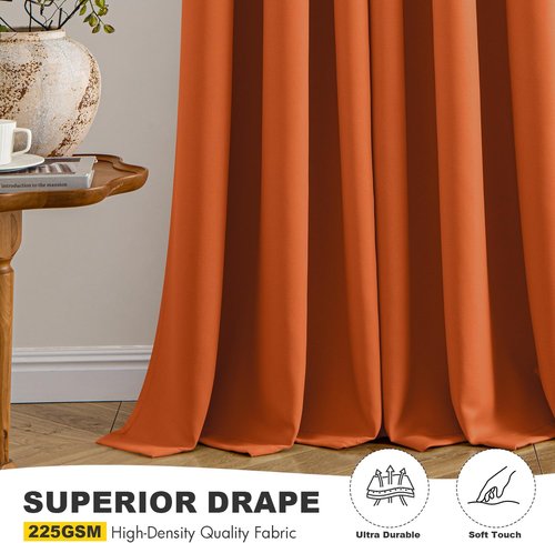 MIULEE Orange Blackout Curtains - Thermal Insulated Room Darkening Drapes | 90-Inch Length, 2 Panels