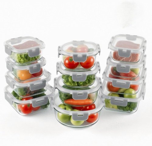 BYLWORKOUT Glass Storage Containers - 24 Piece Leak Proof Set for Meal Prep | Dishwasher Safe (Grey)