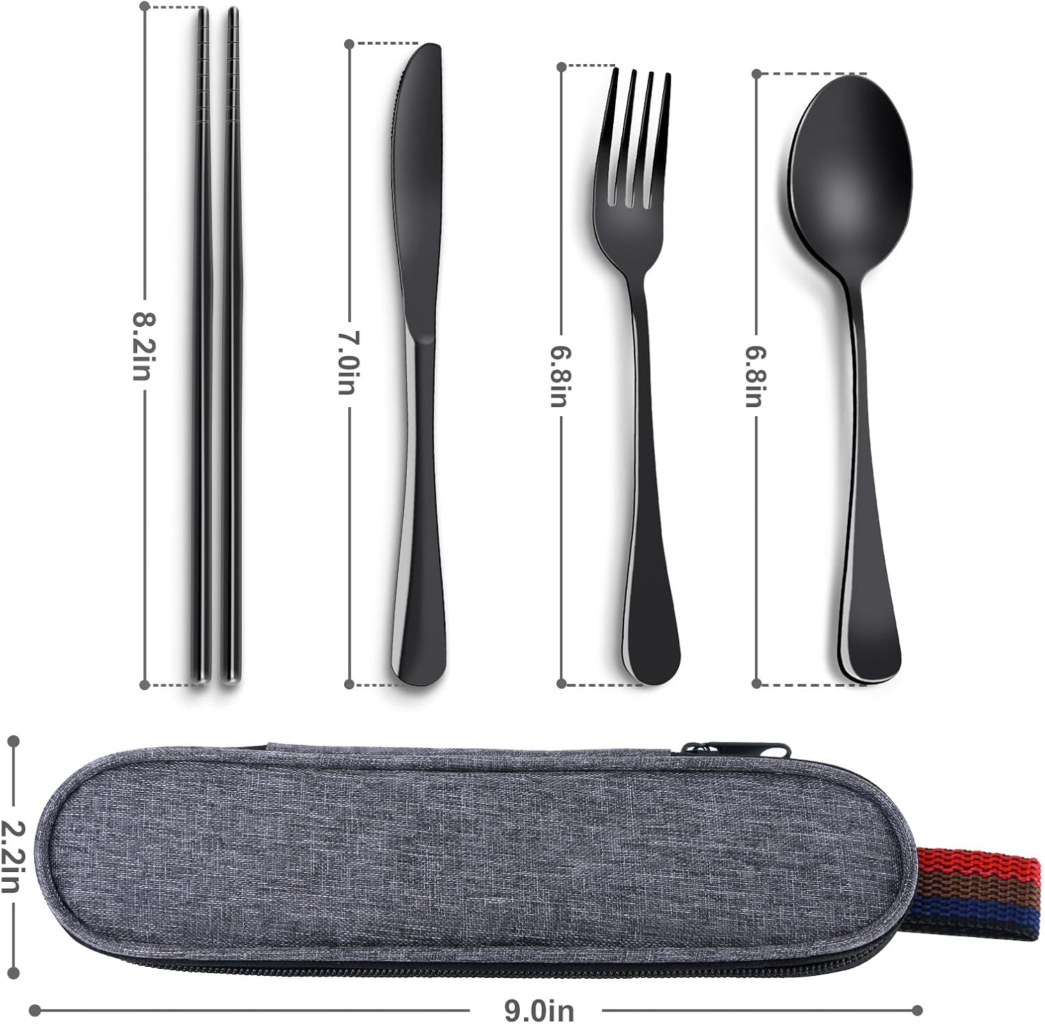 Skiennix Reusable Travel Utensils Set - Premium Stainless Steel Flatware for Camping & Picnics | Portable & Dishwasher Safe
