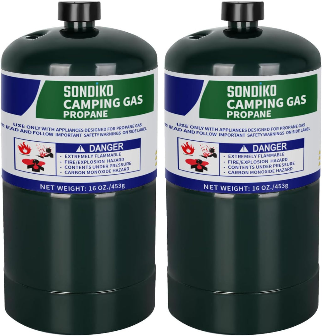 Sondiko Propane Tank - 2 Pack of High Purity 1LB Cylinders | DOT Compliant for Welding & Sous Vide