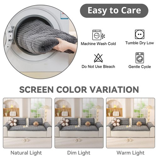 Couch Cover for Dogs Washable, Pet Couch Covers for Sofa, Soft Fuzzy Sectional Sofa Cover L Shape, Thick Couch Protector Pet Friendly, Paw Cart Dog Mat for Couches and Sofas (27.6" x 70.9", Dark Grey)
