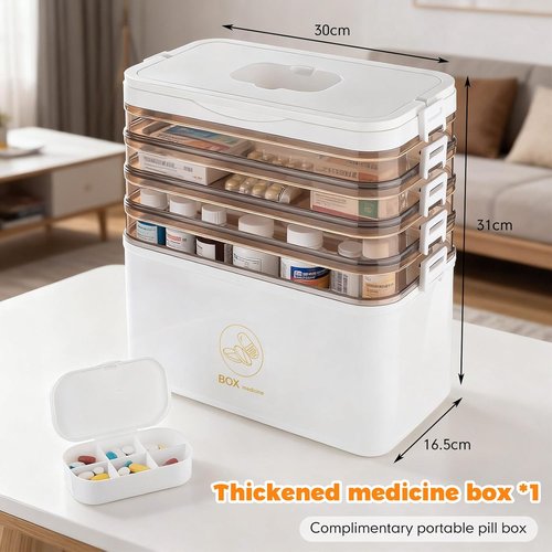 5-Tier Medicine Organizer by [Brand Name] - Portable All-Purpose Medical Cabinet with Handle | 12 x 7 x 12.2 Inch