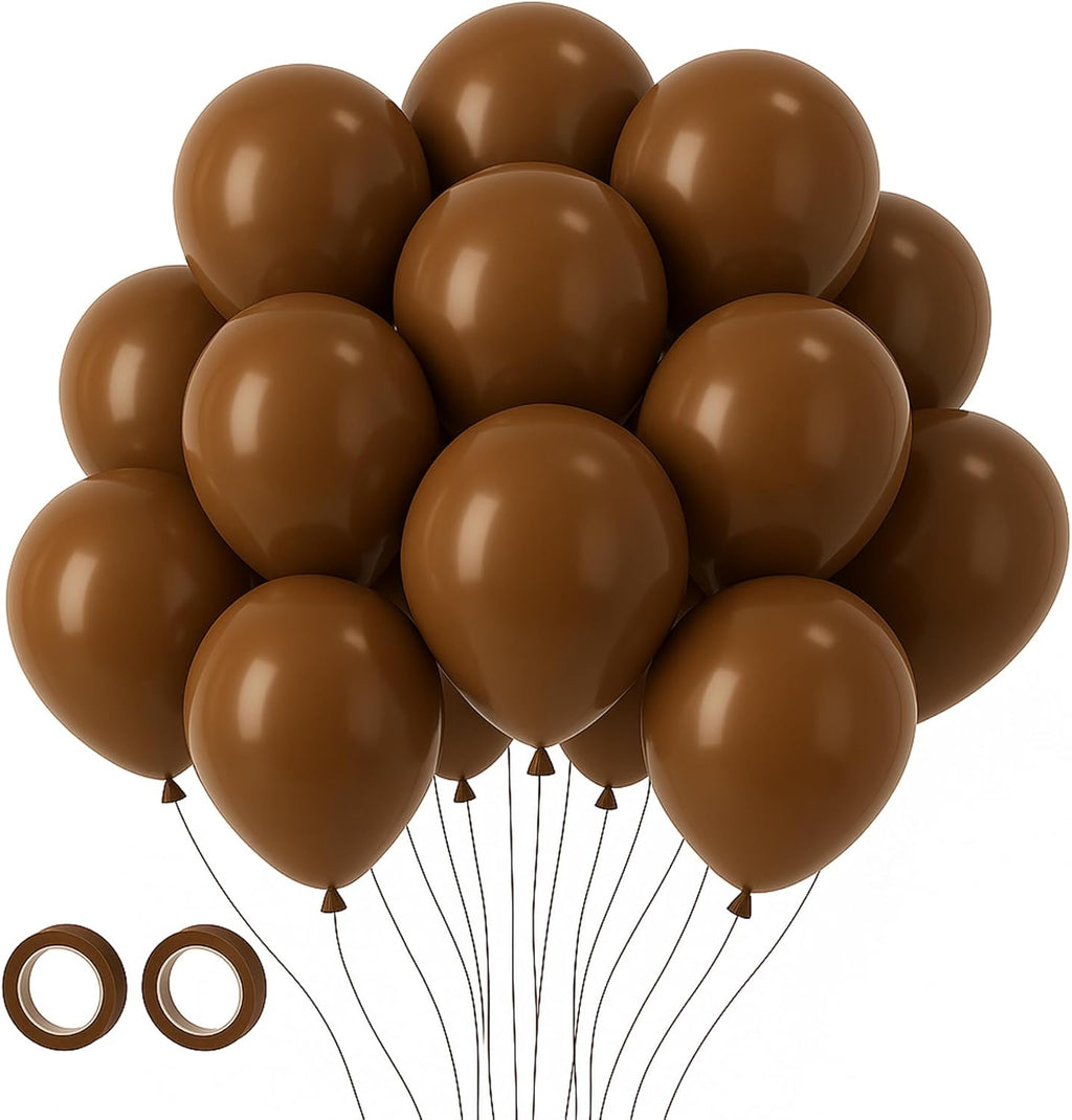 Voircoloria 12-Inch Coffee Balloons - 105pcs Latex Party Balloons for Birthday, Baby Shower & Gender Reveal Celebrations