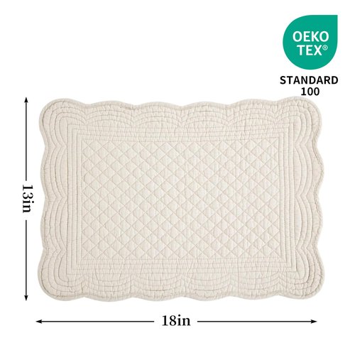 MABOZOO 100% Cotton Quilted Placemats Set of 6,Washable Cloth Table Placemats for Kitchen & Dining Table