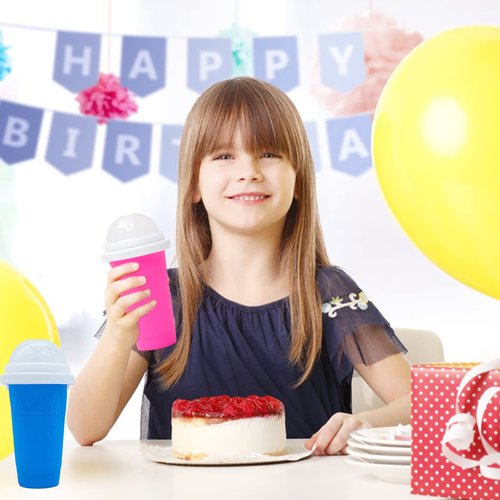 Hoinvaet Magic Slushy Maker Squeeze Cup Slushie Maker, Homemade Milk Shake Maker Cooling Cup Squee DIY it for Everyone (Blue)