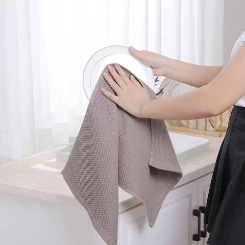 Homaxy 100% Cotton Waffle Weave Dish Towels - Ultra Soft & Absorbent | 13 x 28 Inches, 24-Pack, Mixed Colors