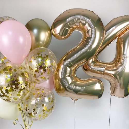 **Champagne Gold 40 Inch Number 2 Balloon Set | Large Foil Helium Balloons for 2nd Birthday & Graduation**