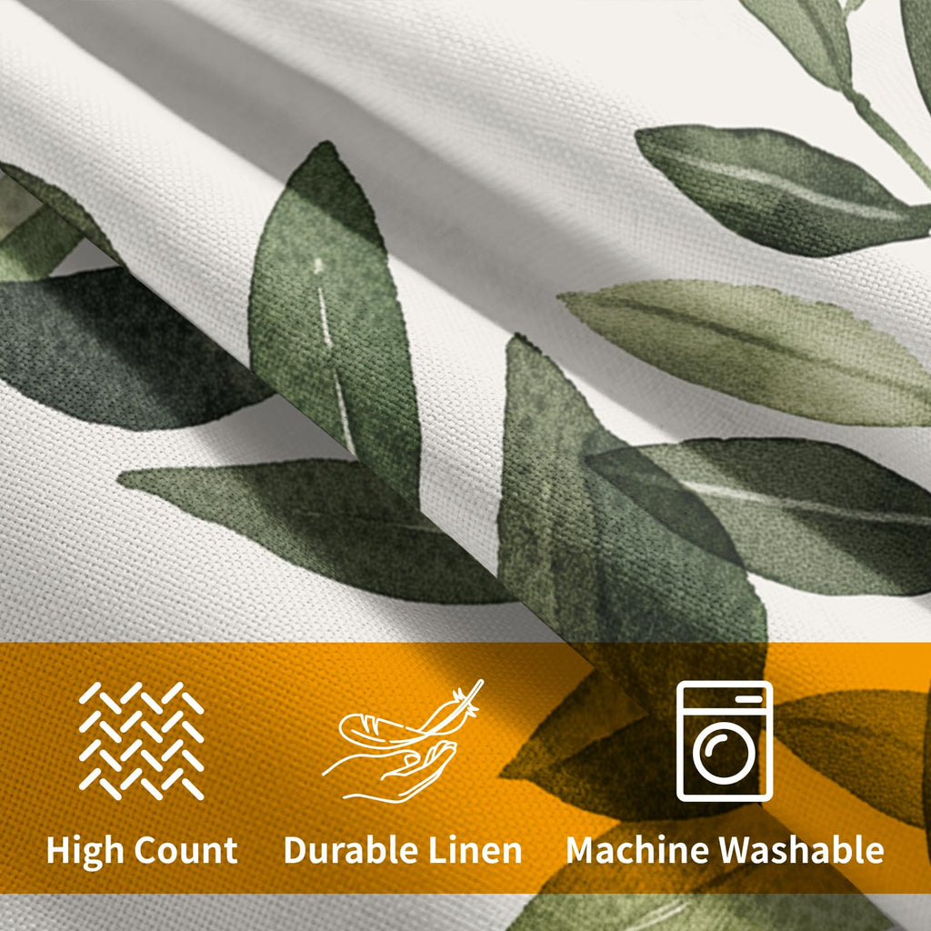 Kawani Sage Green Leaf Pillow Covers 18x18 Inch Set of 2 Spring Leaves Plants Botanical Decorative Pillowcase Cotton Linen Square Cushion Case for Couch Sofa Bedroom Home Decoration