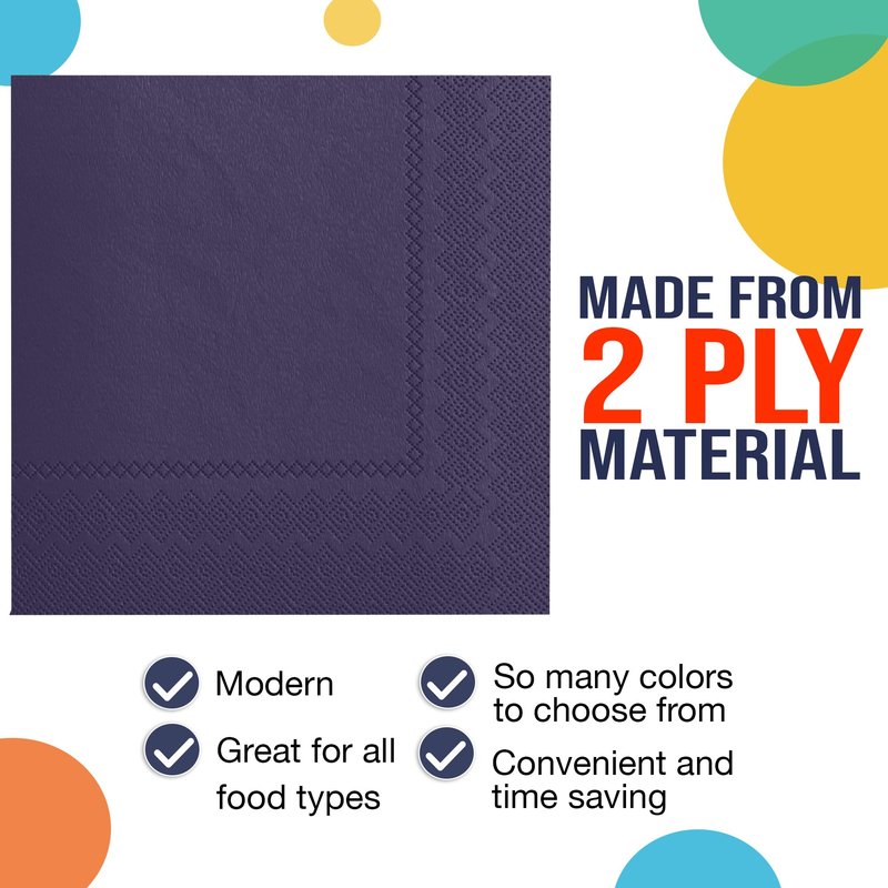 Party Solids Dark Purple Napkins Disposable Everyday 100 Pcs 2 Ply Dark Purple Cocktail Napkins Paper Everyday For Parties & Party Supplies