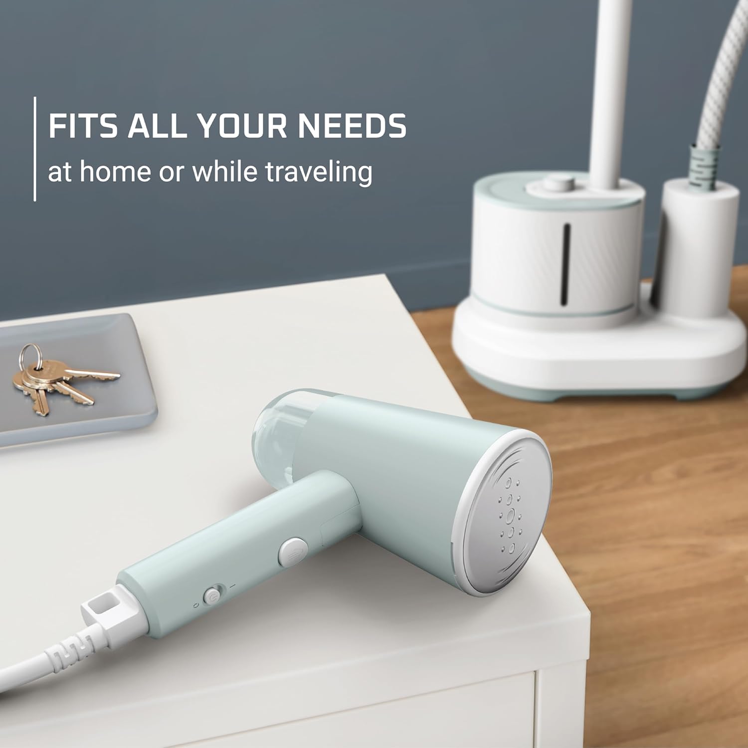 Rowenta Mini Travel Steamer - Portable Handheld Clothes Steamer, 1100 Watts, 2.3 Oz Tank, Green