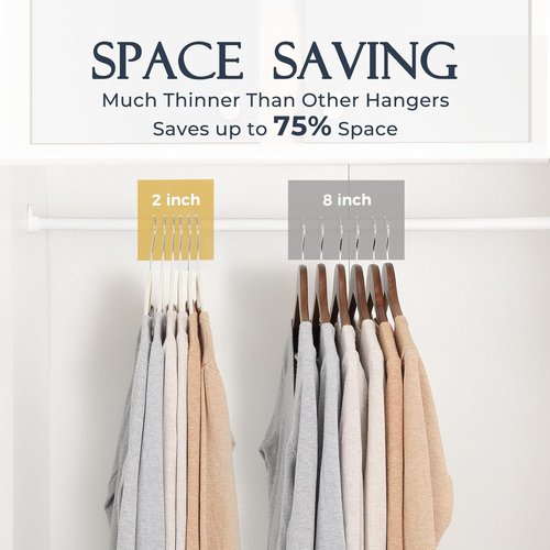 HOUSE DAY Ivory Velvet Hangers - 40 Pack Non-Slip Heavy Duty Suit Hangers | Space-Saving Design with 360° Rotating Hook