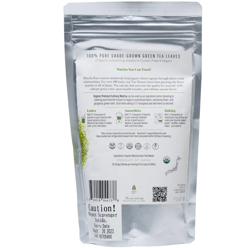 Dr. Weil Matcha Kari Superior Japanese Matcha Green Tea Sticks (2) and 100g Culinary Bundle - Organic Ceremonial Grade Powder Single Serve Packets (24 packets) and 100g Culinary Grade Pouch