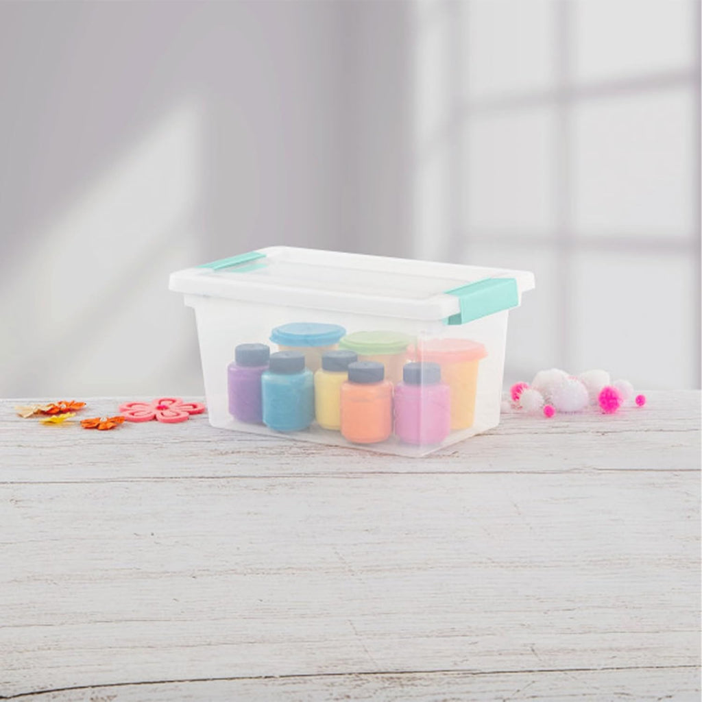 Sterilite Medium Clip Box - Stackable Storage Bin with Latching Lid for Organizing Crafts & Office Supplies - Clear