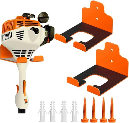 JNIHEEP Garage Organizer - Wall-Mounted Trimmer Rack for Garden Tools | 2-Pack in Orange