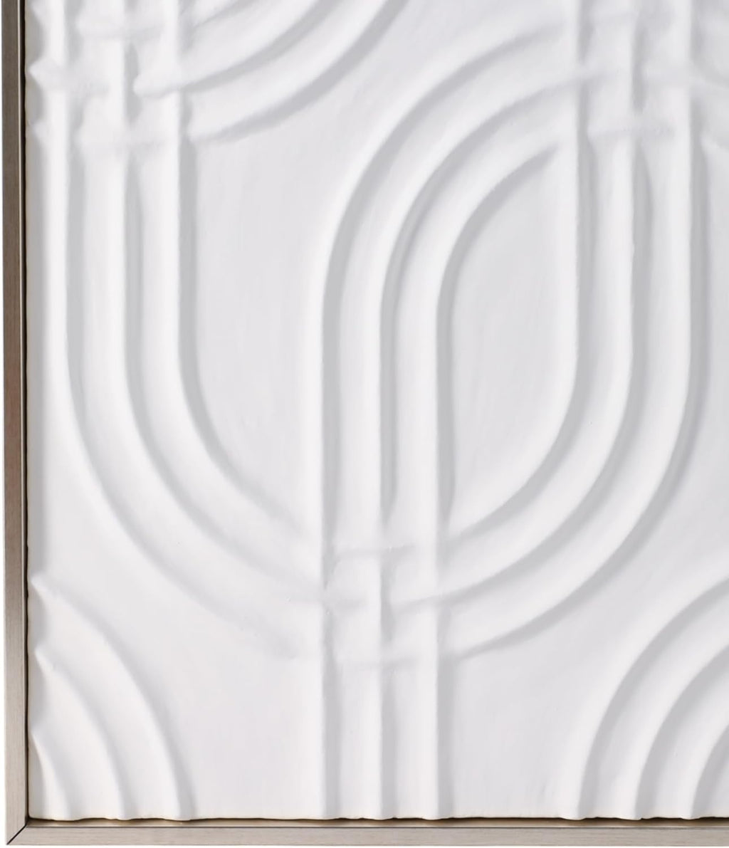 Skiennix Modern Abstract Canvas Wall Art - Textured Geometric Panels for Living Room & Bathroom - 40" White