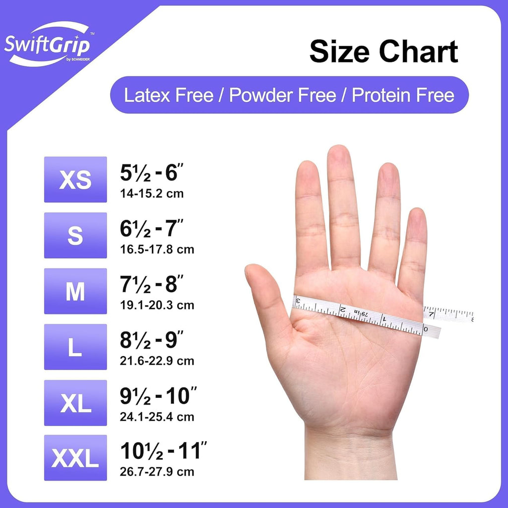 SwiftGrip Disposable Nitrile Exam Gloves - 3mil, Medium, Box of 100 | Latex-Free, Powder-Free, Violet for Medical & Food Use