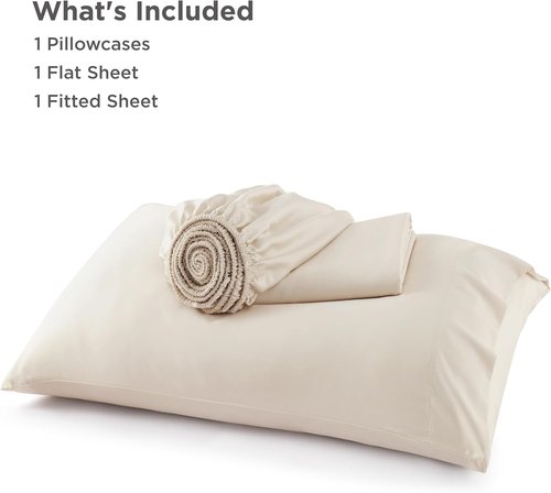 Bedsure Cooling Sheets - Twin XL Bamboo Rayon | Breathable, Soft & Deep Pocket Up to 16" - Light Beige