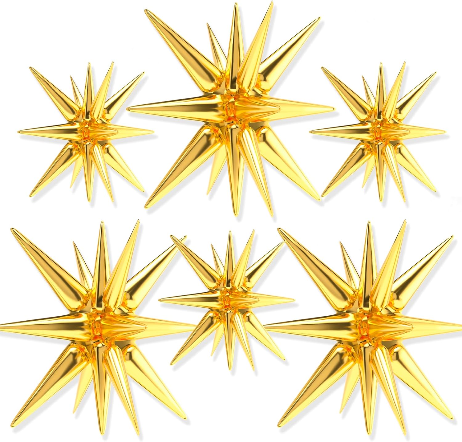 PartyWoo Metallic Gold Star Foil Balloons - 6-Piece Set in 22-Inch Sizes | Perfect for Graduation, Weddings & Birthdays