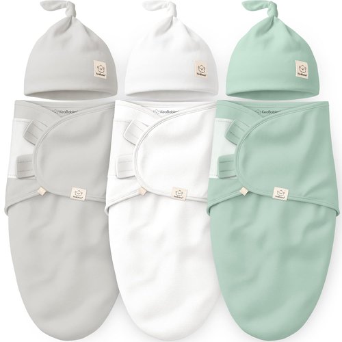 KeaBabies Organic Swaddles for Newborns - Soft Cotton Sleep Sacks & Breathable Hats | 0-3 Months, Sage