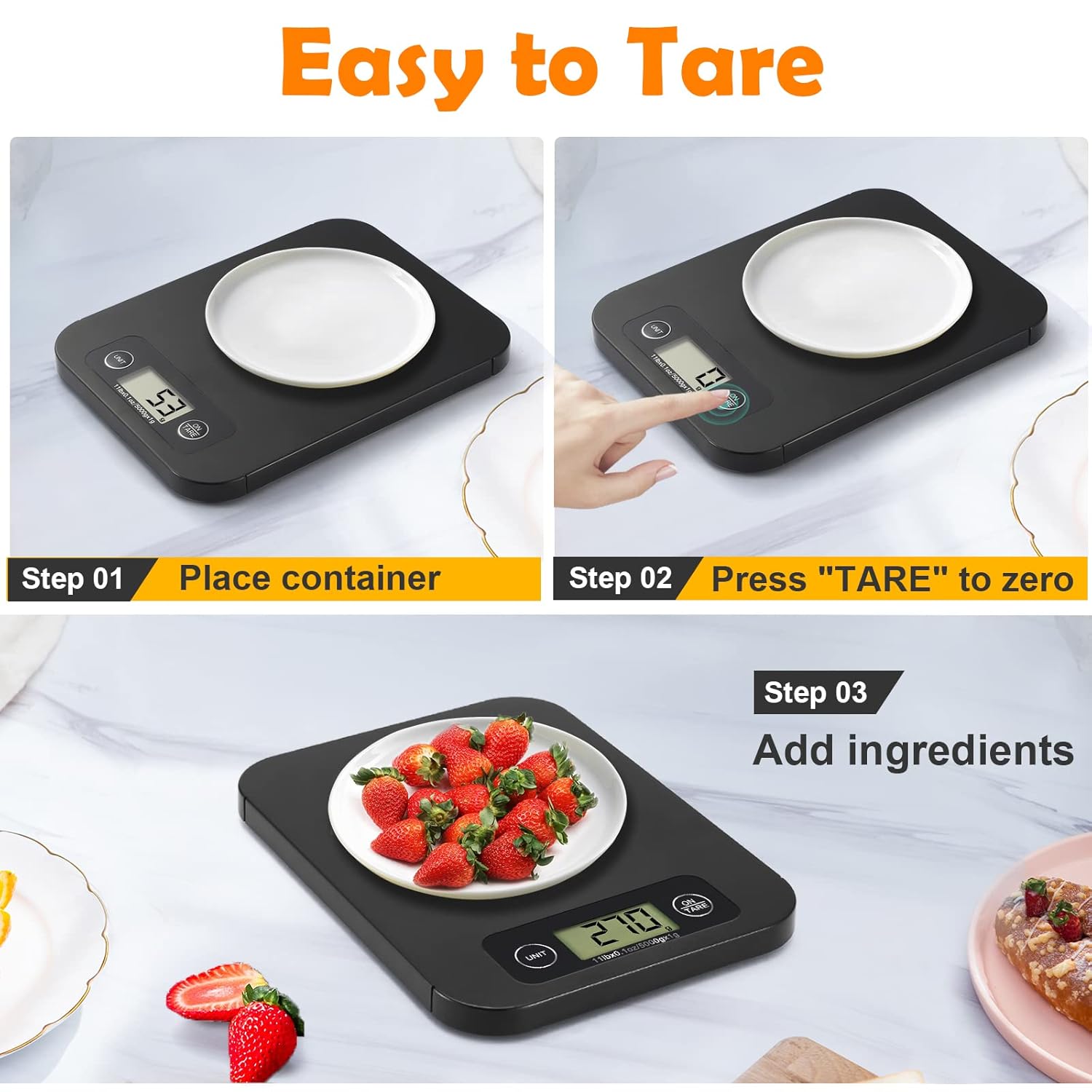 URAMAZ Digital Food Scale - Nutritional Calculator for Weight Loss | 11lb Capacity, Grams & Ounces