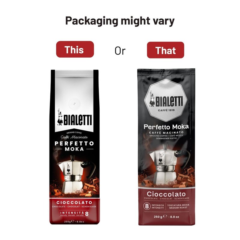 Bialetti - Perfetto Moka Cioccolato: Medium Roasting Ground Coffee, Chocolate Aroma, 8.8 Oz - 250g, Bag with Flavour-Saving Valve