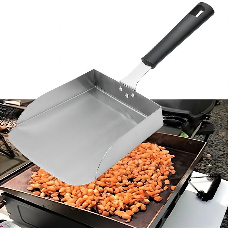 Generic Large Griddle Scoop and Wide Smash Burger Spatula. Stainless Steel Griddle Food Mover. BBQ Grill Food Shovel for Fried Food, Stir Fry, Hibachi Tools, Silver