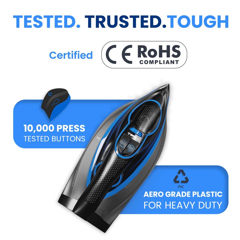 Xabitat Luxury Cordless Iron | 1500W Steam Iron | Anti Drip | Thermal Protection Technology | Nonstick Ceramic Soleplate | 2-in-1 Cord/Cordless | Adjustable & Vertical Steam Controller | Auto Shut-Off